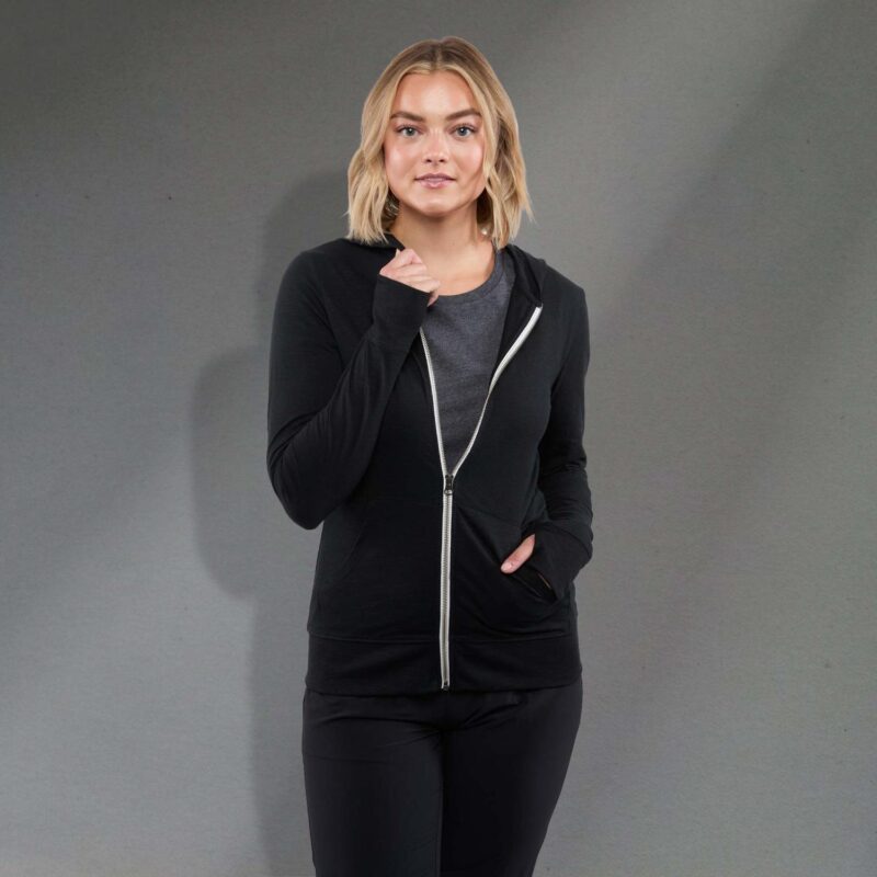 Women's GARNER Lightweight Knit Full Zip Hoodie with Thumb Holes - 4
