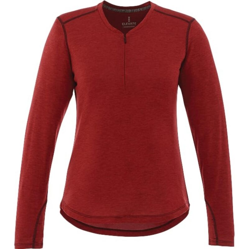 Women's QUADRA Long Sleeve Performance Quarter Zip Tee Shirt with Thumb Holes - 2