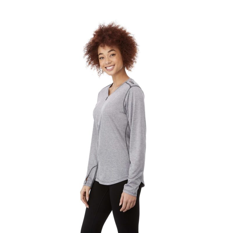 Women's QUADRA Long Sleeve Performance Quarter Zip Tee Shirt with Thumb Holes - 4