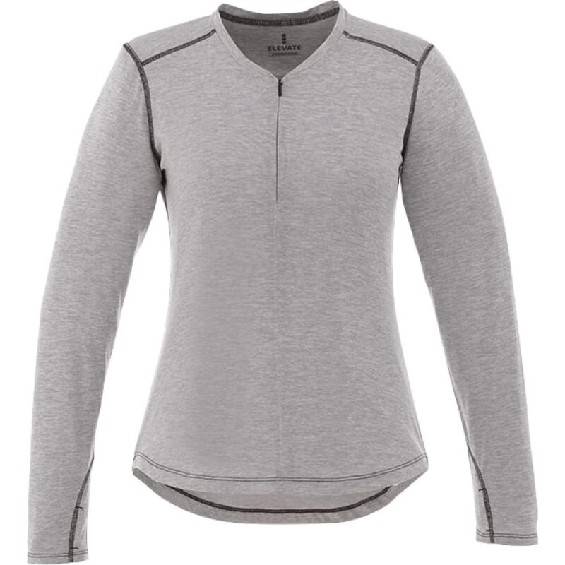Women's QUADRA Long Sleeve Performance Quarter Zip Tee Shirt with Thumb Holes - 8